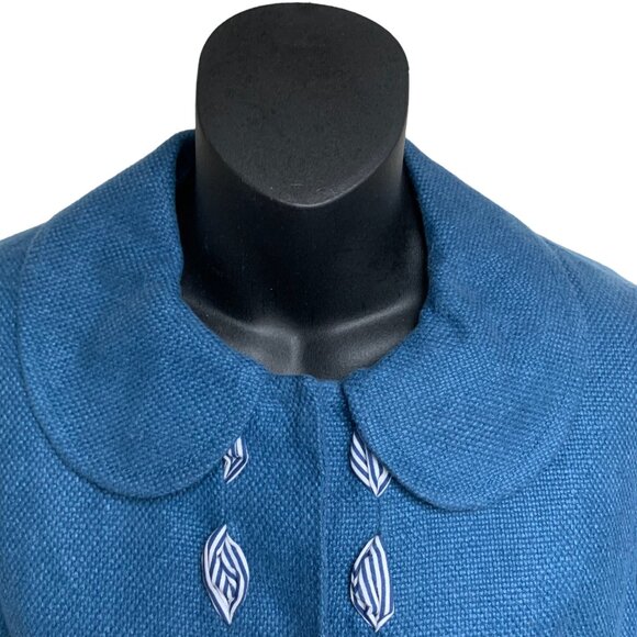 Boden‎ Azrue Linen Blend Peter Pan Collar Cropped Blazer - Picture 2 of 12